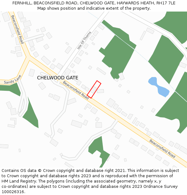 FERNHILL, BEACONSFIELD ROAD, CHELWOOD GATE, HAYWARDS HEATH, RH17 7LE: Location map and indicative extent of plot