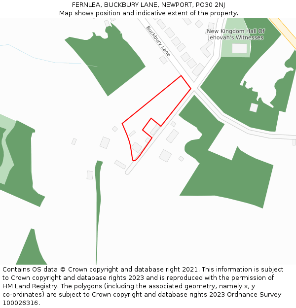 FERNLEA, BUCKBURY LANE, NEWPORT, PO30 2NJ: Location map and indicative extent of plot