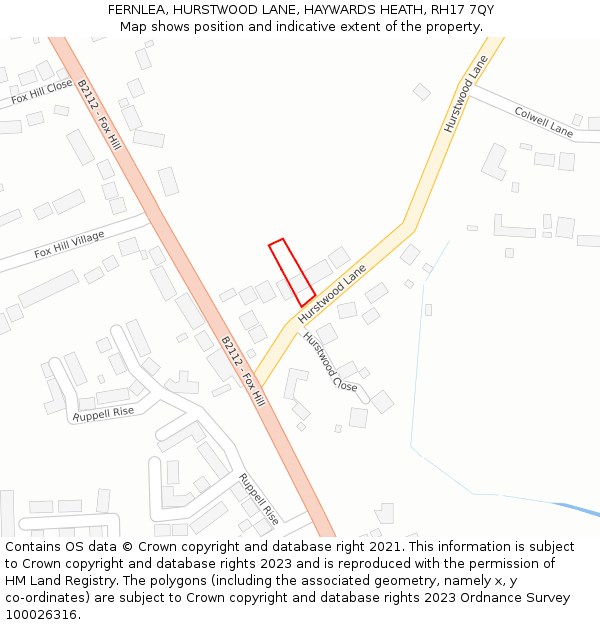 FERNLEA, HURSTWOOD LANE, HAYWARDS HEATH, RH17 7QY: Location map and indicative extent of plot