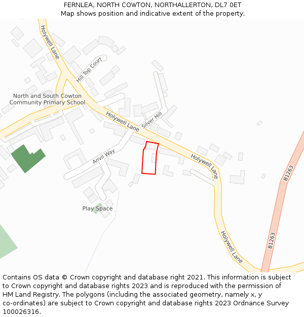 FERNLEA, NORTH COWTON, NORTHALLERTON, DL7 0ET: Location map and indicative extent of plot