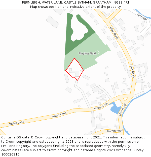 FERNLEIGH, WATER LANE, CASTLE BYTHAM, GRANTHAM, NG33 4RT: Location map and indicative extent of plot