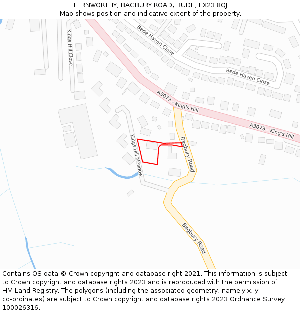 FERNWORTHY, BAGBURY ROAD, BUDE, EX23 8QJ: Location map and indicative extent of plot