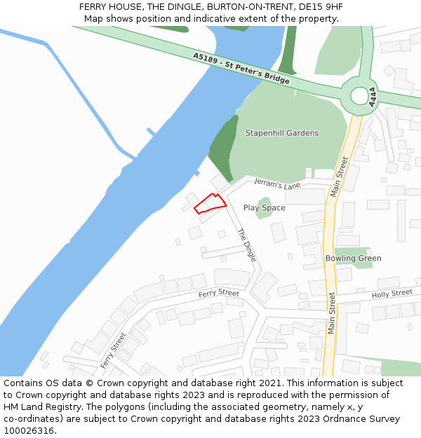 FERRY HOUSE, THE DINGLE, BURTON-ON-TRENT, DE15 9HF: Location map and indicative extent of plot