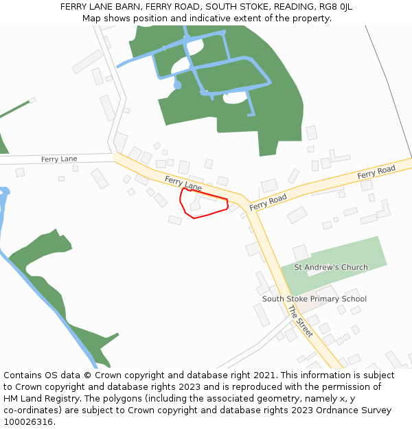 FERRY LANE BARN, FERRY ROAD, SOUTH STOKE, READING, RG8 0JL: Location map and indicative extent of plot