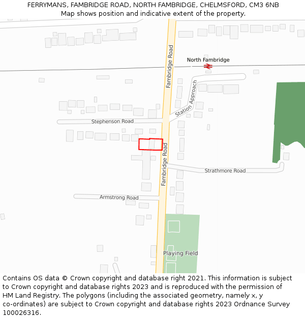 FERRYMANS, FAMBRIDGE ROAD, NORTH FAMBRIDGE, CHELMSFORD, CM3 6NB: Location map and indicative extent of plot