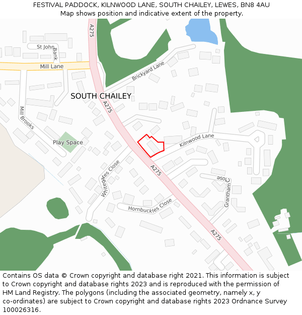 FESTIVAL PADDOCK, KILNWOOD LANE, SOUTH CHAILEY, LEWES, BN8 4AU: Location map and indicative extent of plot