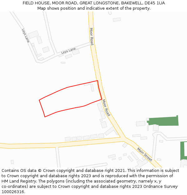 FIELD HOUSE, MOOR ROAD, GREAT LONGSTONE, BAKEWELL, DE45 1UA: Location map and indicative extent of plot