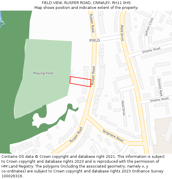 FIELD VIEW, RUSPER ROAD, CRAWLEY, RH11 0HS: Location map and indicative extent of plot