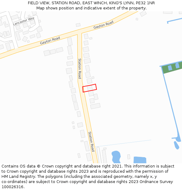 FIELD VIEW, STATION ROAD, EAST WINCH, KING'S LYNN, PE32 1NR: Location map and indicative extent of plot