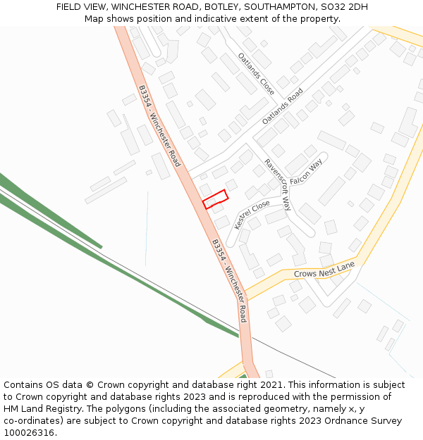 FIELD VIEW, WINCHESTER ROAD, BOTLEY, SOUTHAMPTON, SO32 2DH: Location map and indicative extent of plot