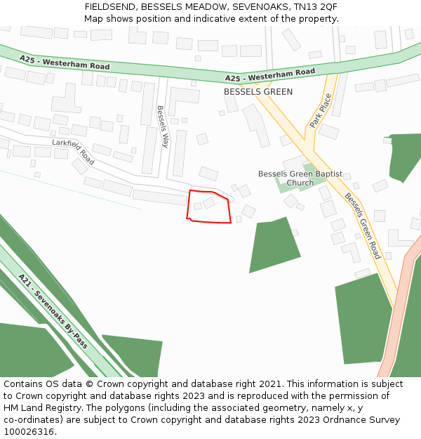 FIELDSEND, BESSELS MEADOW, SEVENOAKS, TN13 2QF: Location map and indicative extent of plot