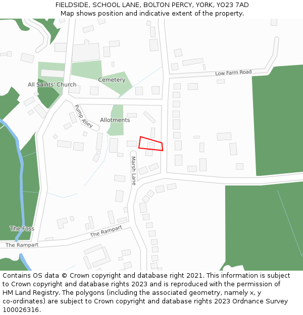 FIELDSIDE, SCHOOL LANE, BOLTON PERCY, YORK, YO23 7AD: Location map and indicative extent of plot