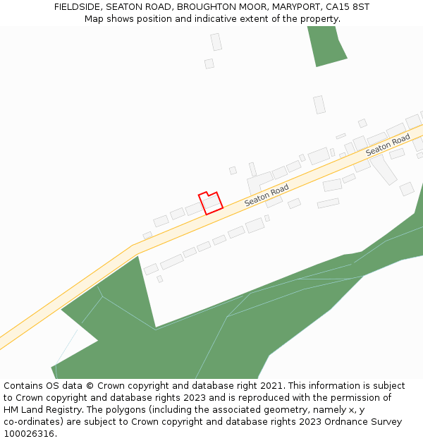 FIELDSIDE, SEATON ROAD, BROUGHTON MOOR, MARYPORT, CA15 8ST: Location map and indicative extent of plot