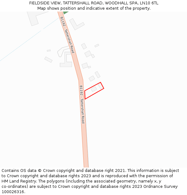 FIELDSIDE VIEW, TATTERSHALL ROAD, WOODHALL SPA, LN10 6TL: Location map and indicative extent of plot