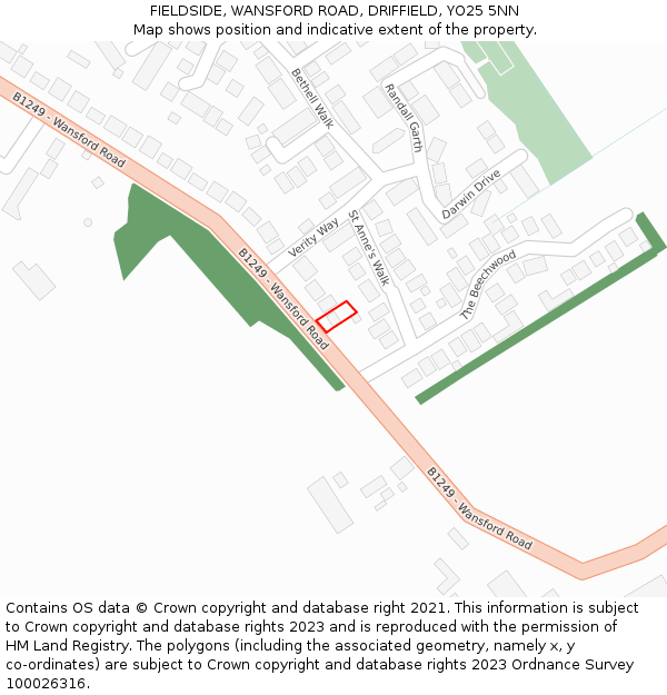 FIELDSIDE, WANSFORD ROAD, DRIFFIELD, YO25 5NN: Location map and indicative extent of plot