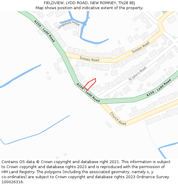 FIELDVIEW, LYDD ROAD, NEW ROMNEY, TN28 8EJ: Location map and indicative extent of plot