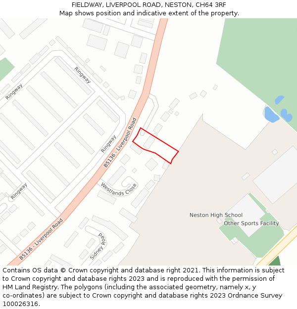 FIELDWAY, LIVERPOOL ROAD, NESTON, CH64 3RF: Location map and indicative extent of plot