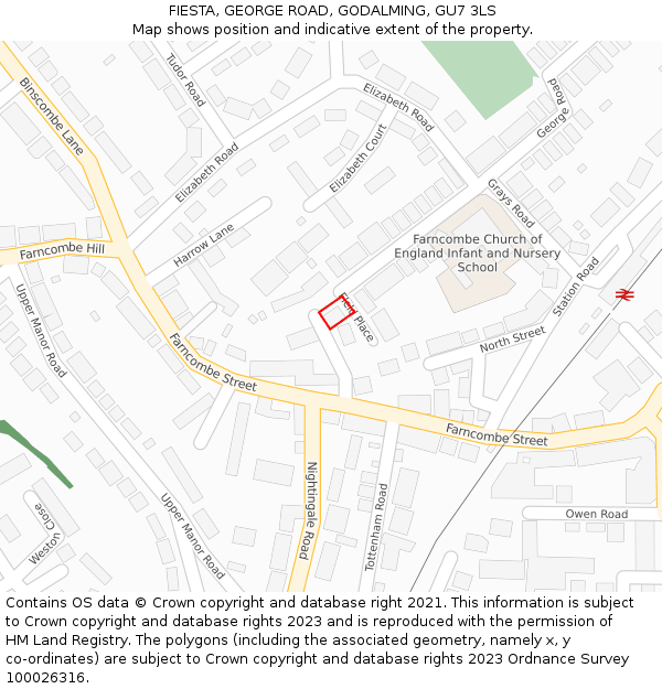 FIESTA, GEORGE ROAD, GODALMING, GU7 3LS: Location map and indicative extent of plot