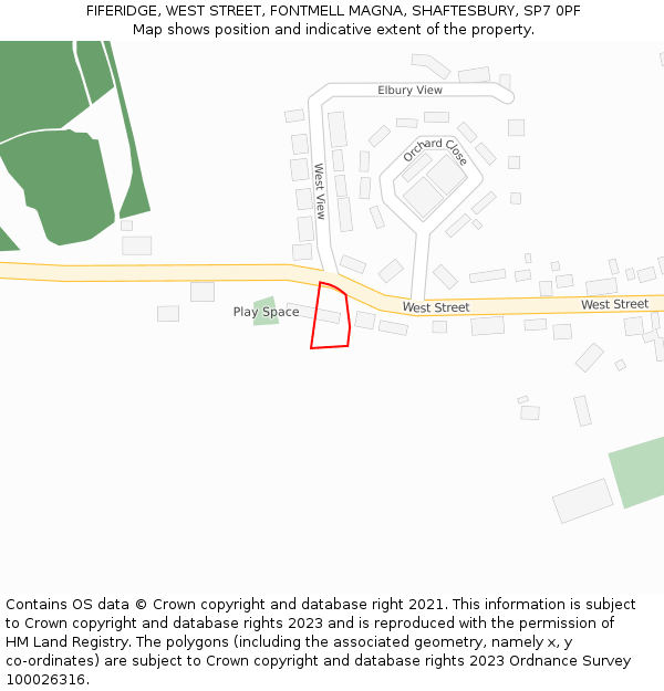 FIFERIDGE, WEST STREET, FONTMELL MAGNA, SHAFTESBURY, SP7 0PF: Location map and indicative extent of plot