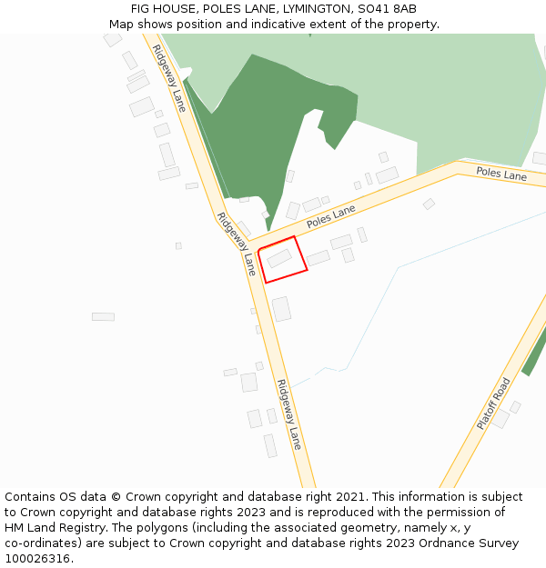 FIG HOUSE, POLES LANE, LYMINGTON, SO41 8AB: Location map and indicative extent of plot