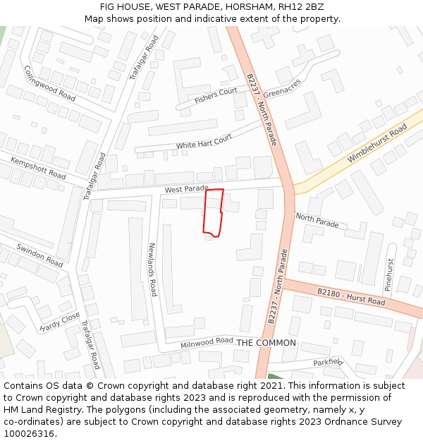 FIG HOUSE, WEST PARADE, HORSHAM, RH12 2BZ: Location map and indicative extent of plot