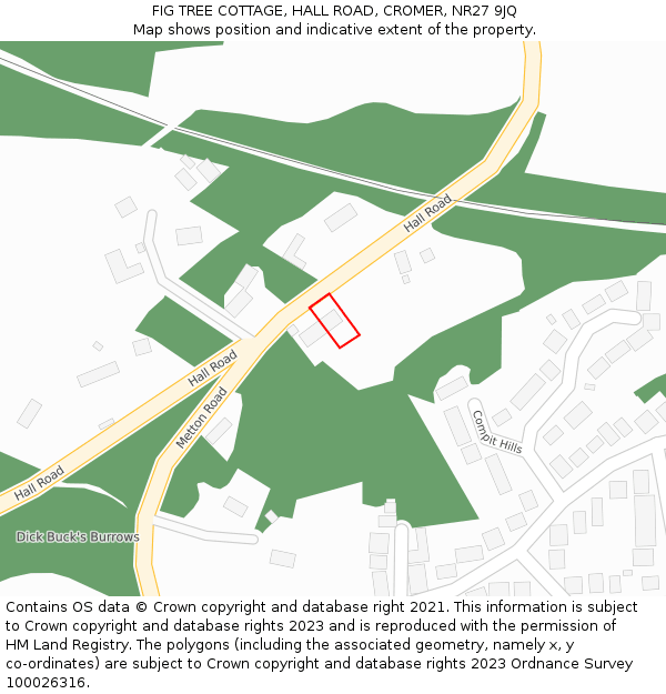 FIG TREE COTTAGE, HALL ROAD, CROMER, NR27 9JQ: Location map and indicative extent of plot