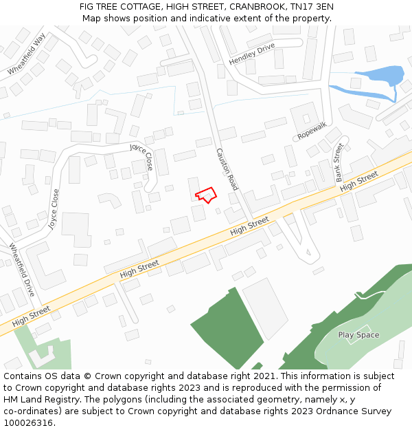 FIG TREE COTTAGE, HIGH STREET, CRANBROOK, TN17 3EN: Location map and indicative extent of plot