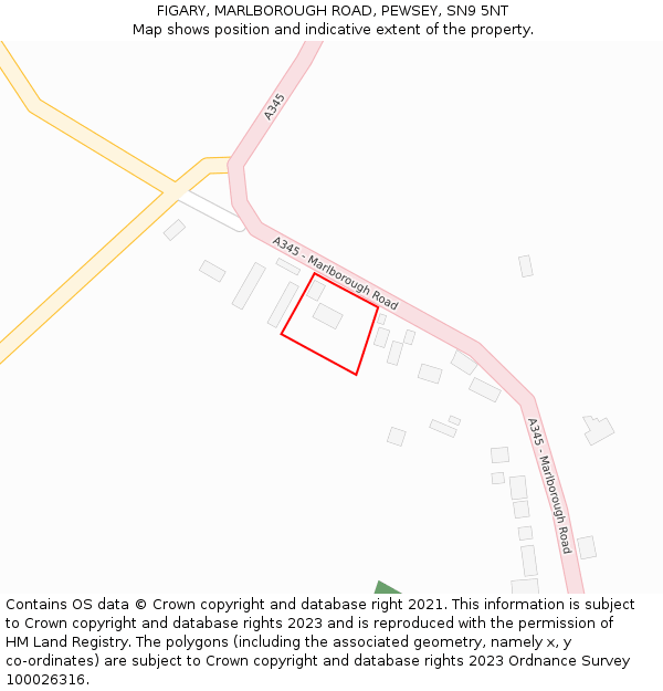FIGARY, MARLBOROUGH ROAD, PEWSEY, SN9 5NT: Location map and indicative extent of plot