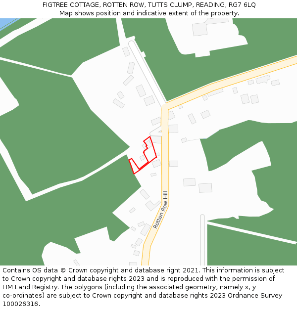 FIGTREE COTTAGE, ROTTEN ROW, TUTTS CLUMP, READING, RG7 6LQ: Location map and indicative extent of plot