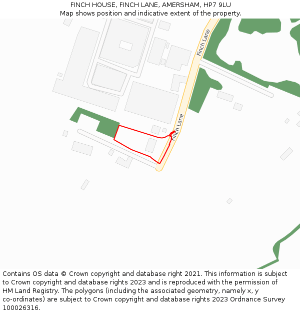 FINCH HOUSE, FINCH LANE, AMERSHAM, HP7 9LU: Location map and indicative extent of plot