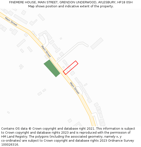 FINEMERE HOUSE, MAIN STREET, GRENDON UNDERWOOD, AYLESBURY, HP18 0SH: Location map and indicative extent of plot