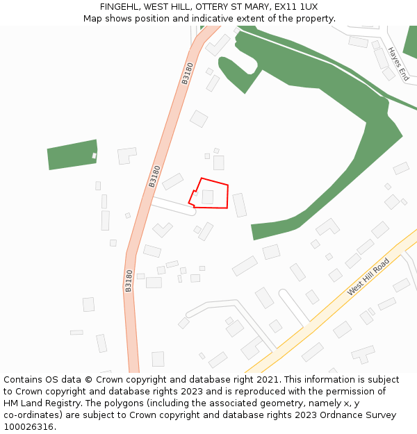 FINGEHL, WEST HILL, OTTERY ST MARY, EX11 1UX: Location map and indicative extent of plot
