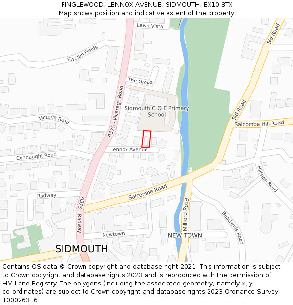 FINGLEWOOD, LENNOX AVENUE, SIDMOUTH, EX10 8TX: Location map and indicative extent of plot