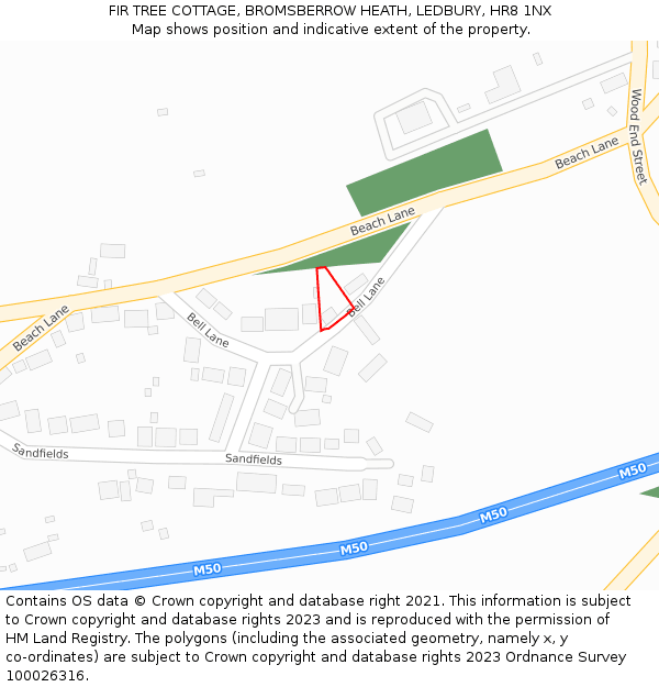 FIR TREE COTTAGE, BROMSBERROW HEATH, LEDBURY, HR8 1NX: Location map and indicative extent of plot