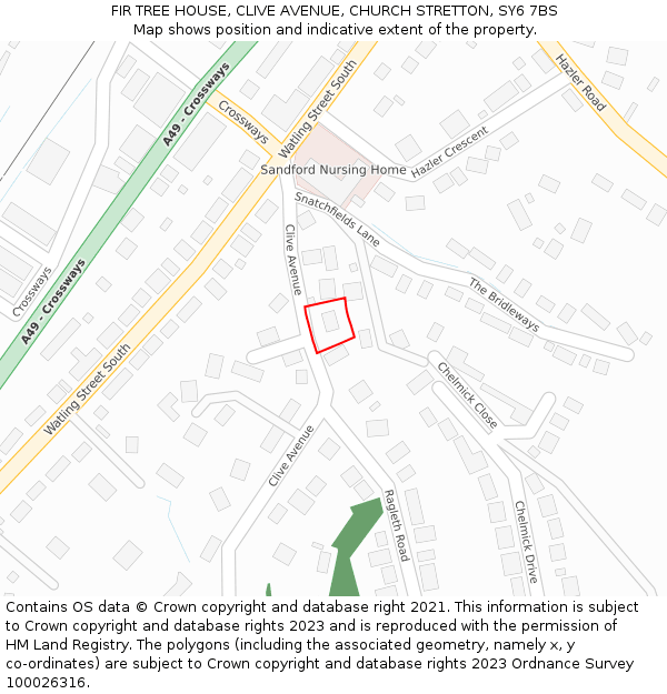 FIR TREE HOUSE, CLIVE AVENUE, CHURCH STRETTON, SY6 7BS: Location map and indicative extent of plot