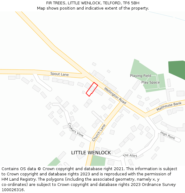 FIR TREES, LITTLE WENLOCK, TELFORD, TF6 5BH: Location map and indicative extent of plot