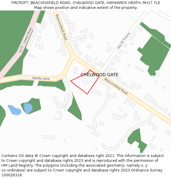 FIRCROFT, BEACONSFIELD ROAD, CHELWOOD GATE, HAYWARDS HEATH, RH17 7LE: Location map and indicative extent of plot