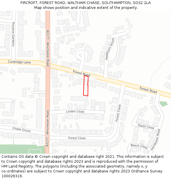 FIRCROFT, FOREST ROAD, WALTHAM CHASE, SOUTHAMPTON, SO32 2LA: Location map and indicative extent of plot