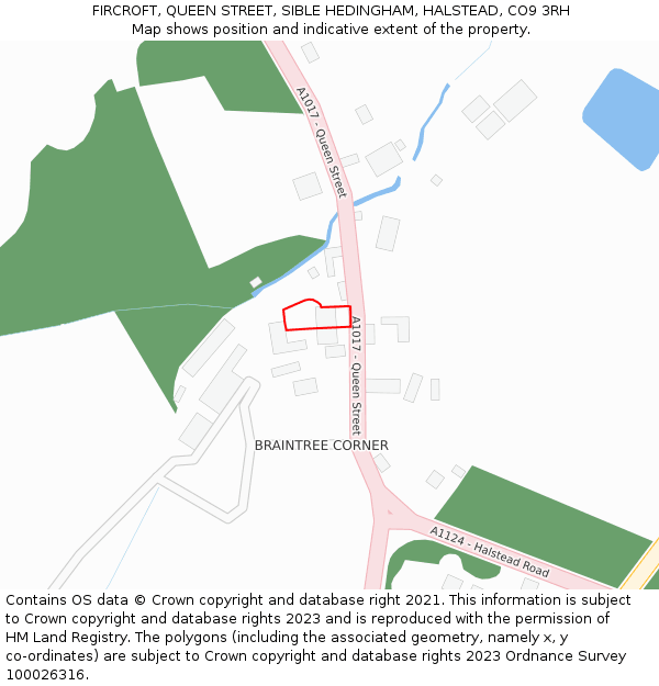 FIRCROFT, QUEEN STREET, SIBLE HEDINGHAM, HALSTEAD, CO9 3RH: Location map and indicative extent of plot