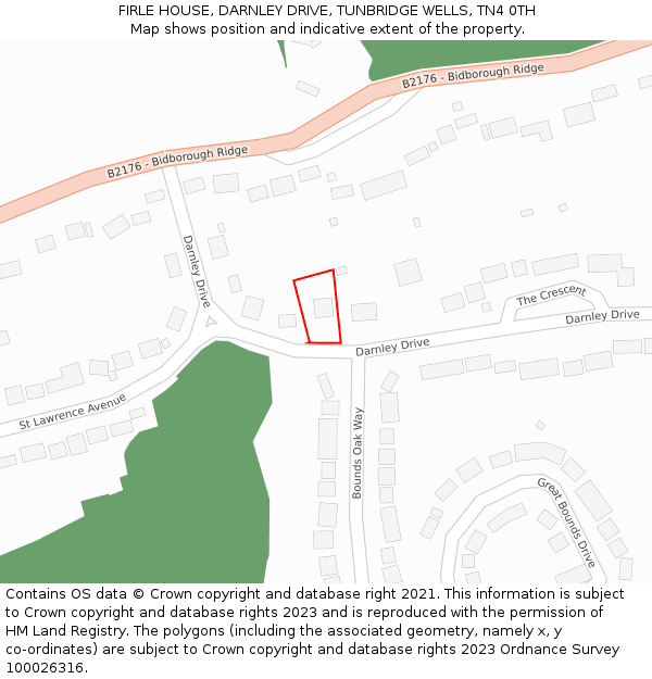 FIRLE HOUSE, DARNLEY DRIVE, TUNBRIDGE WELLS, TN4 0TH: Location map and indicative extent of plot