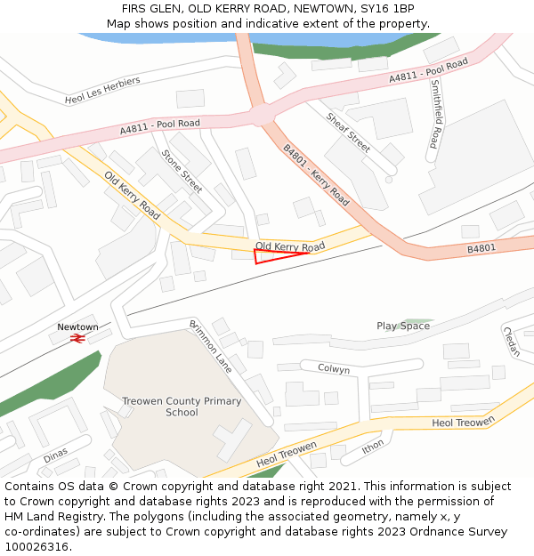 FIRS GLEN, OLD KERRY ROAD, NEWTOWN, SY16 1BP: Location map and indicative extent of plot