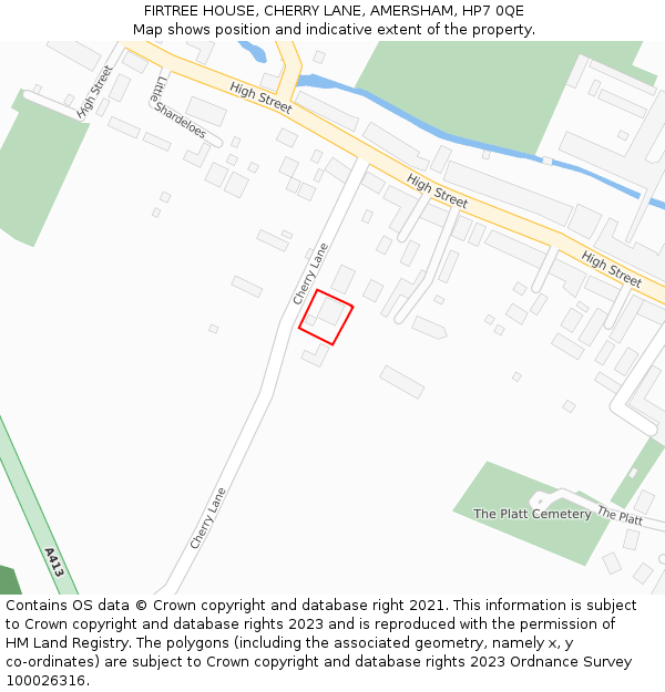FIRTREE HOUSE, CHERRY LANE, AMERSHAM, HP7 0QE: Location map and indicative extent of plot