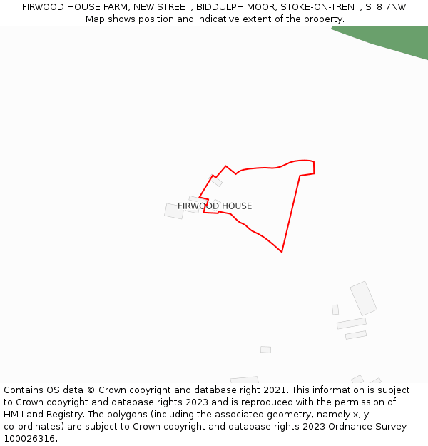 FIRWOOD HOUSE FARM, NEW STREET, BIDDULPH MOOR, STOKE-ON-TRENT, ST8 7NW: Location map and indicative extent of plot