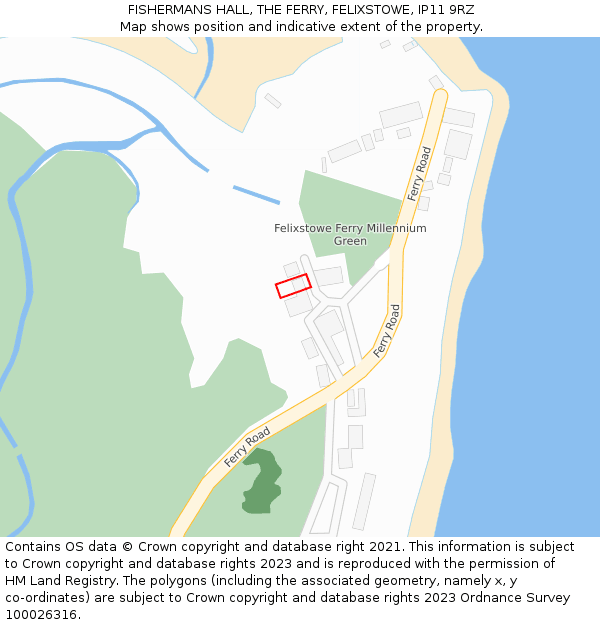 FISHERMANS HALL, THE FERRY, FELIXSTOWE, IP11 9RZ: Location map and indicative extent of plot