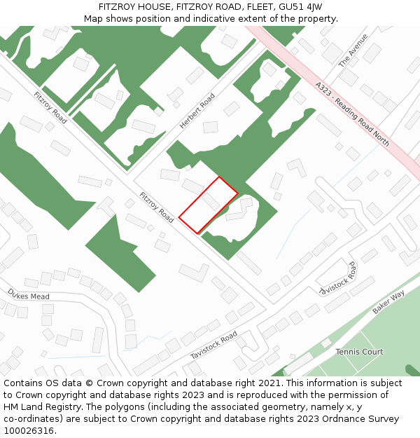 FITZROY HOUSE, FITZROY ROAD, FLEET, GU51 4JW: Location map and indicative extent of plot