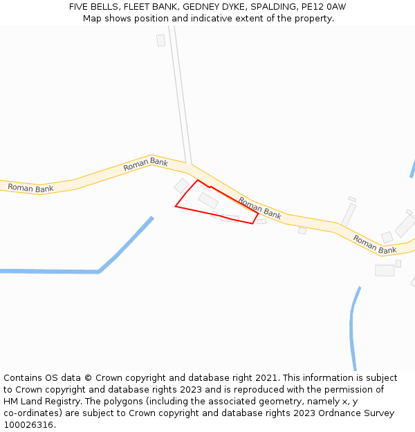 FIVE BELLS, FLEET BANK, GEDNEY DYKE, SPALDING, PE12 0AW: Location map and indicative extent of plot