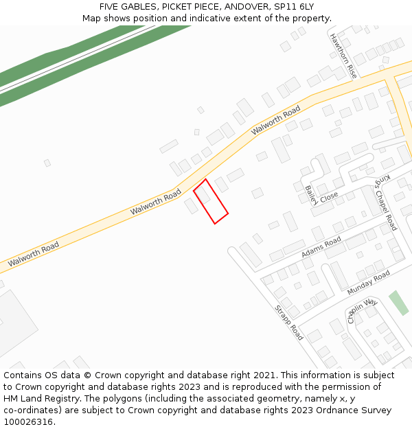 FIVE GABLES, PICKET PIECE, ANDOVER, SP11 6LY: Location map and indicative extent of plot