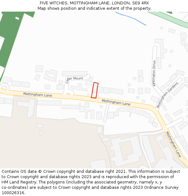 FIVE WITCHES, MOTTINGHAM LANE, LONDON, SE9 4RX: Location map and indicative extent of plot