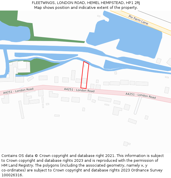FLEETWINGS, LONDON ROAD, HEMEL HEMPSTEAD, HP1 2RJ: Location map and indicative extent of plot