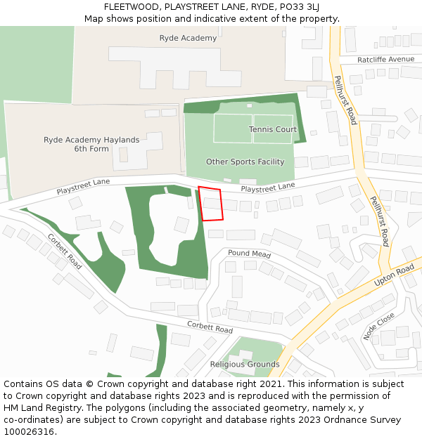 FLEETWOOD, PLAYSTREET LANE, RYDE, PO33 3LJ: Location map and indicative extent of plot